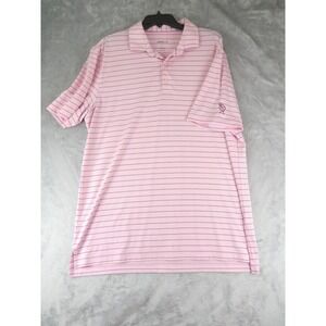 Johnnie-O Fiddler's Elbow Golf Polo L Pink Striped Performance Stretch Club Logo